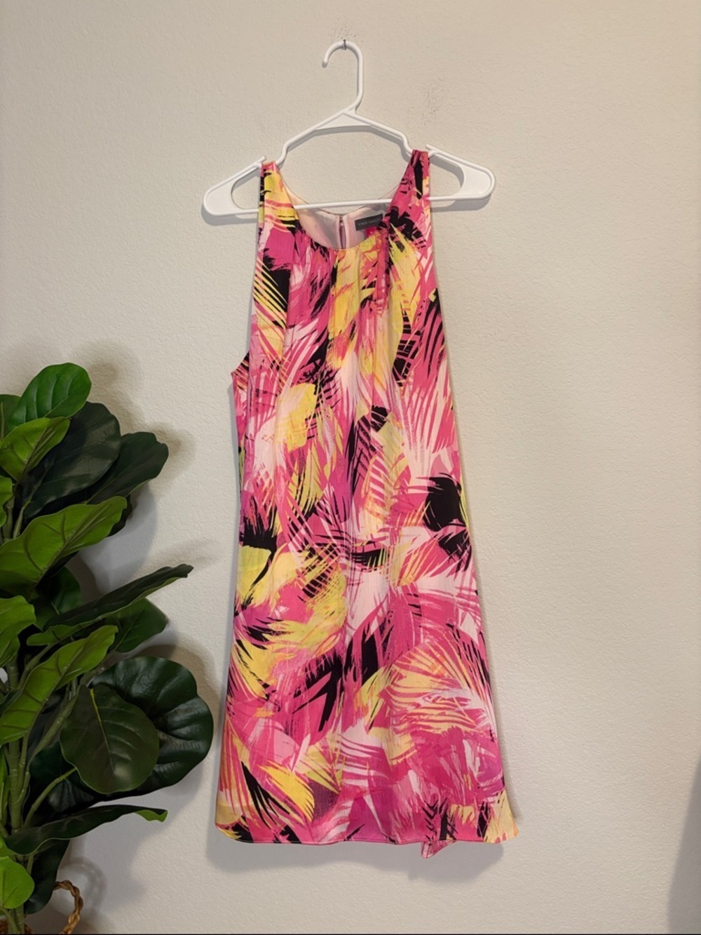 Vince Camuto Hot Pink, Yellow & Black Tropical Swing Dress XL